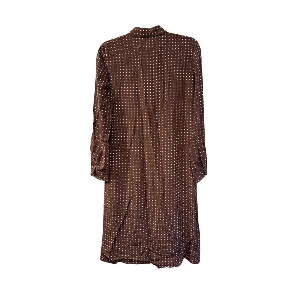 Nili Lotan 6 Sasha Midi Shirt Dress $795 Polka Dot 100% Silk Ruffle Brown - Picture 5 of 13